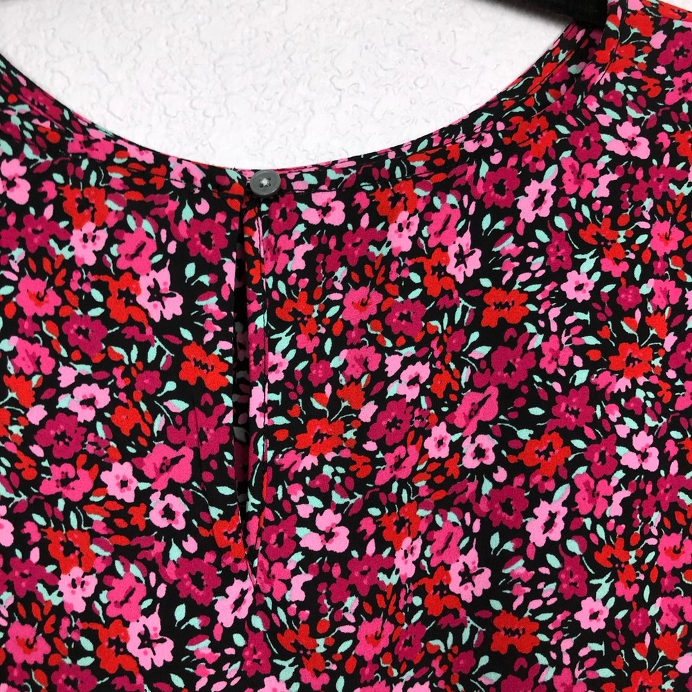 J Crew Factory  Women’s Floral Green Pink Print Long Sleeves Size 2X - Picture 7 of 10